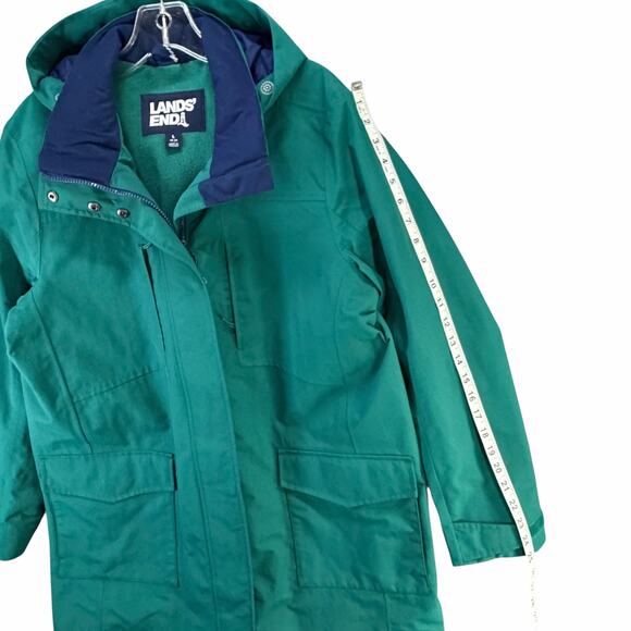 Lands End Squall Raincoat Women L Green Hooded Jacket Waterproof Outdoor Travel - Picture 10 of 16